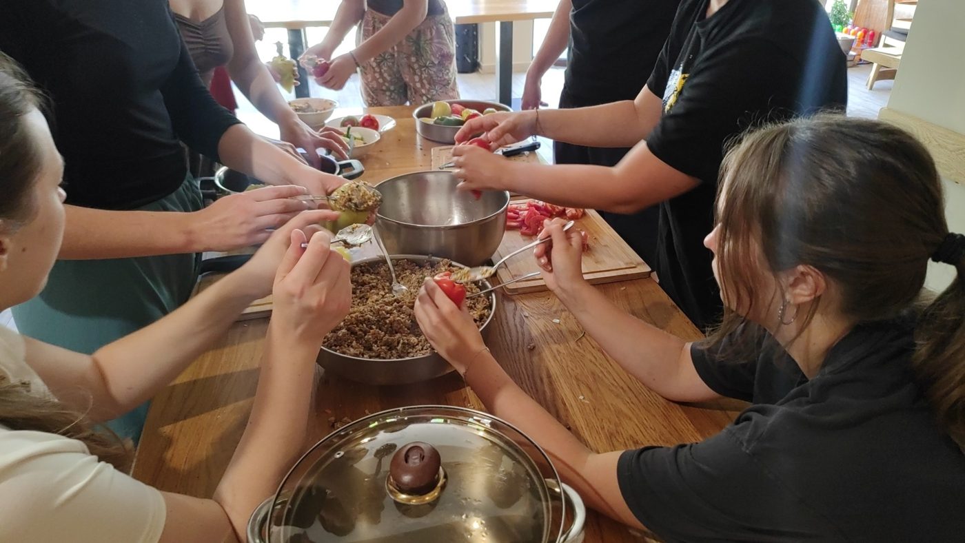 Filling peppers with meat and rice for ardei umpluți