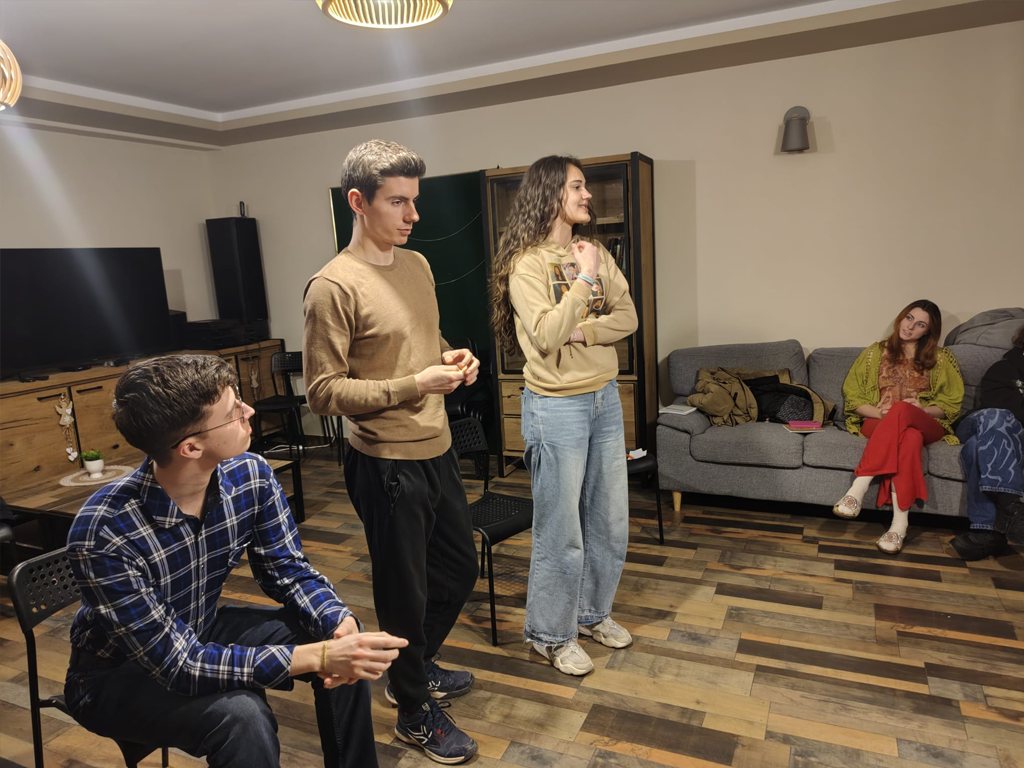 Participants rehearsing a role play