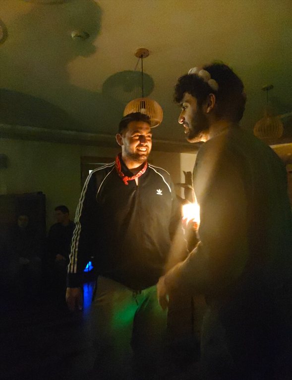 An evening activity with lights