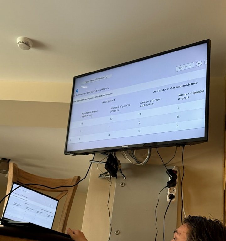 A presentation on a screen during the training